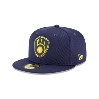 Blue Milwaukee Brewers Hat - New Era MLB Clubhouse Collection 59FIFTY Fitted Caps USA7648932